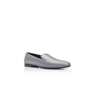MARIO Loafers i silverfärgat kalvskinn
