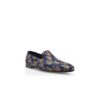 MARIO Marinblå Loafers i blommig sidenjacquard MARIO Marinblå Loafers i blommig sidenjacquard
