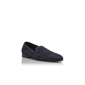 MARIO Marinblå Loafers i raffia