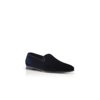 MARIO VELVET Marinblå Loafers i sammet