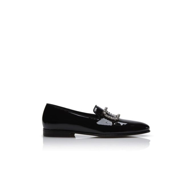 MARIOCC Loafers i svart lackläder med smyckesspänne MARIOCC Loafers i svart lackläder med smyckesspänne