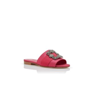 Martamod Rosa platta sandaler i satin med spänne Martamod Rosa platta sandaler i satin med spänne