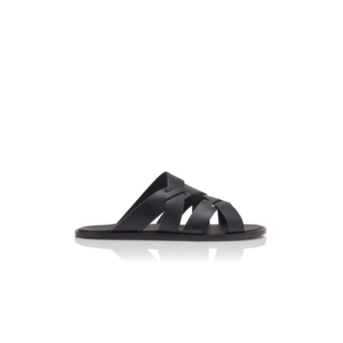 MARVIN Svarta sandaler i kalvskinn med korsade remmar MARVIN Svarta sandaler i kalvskinn med korsade remmar