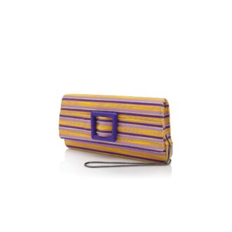 MAYGOT Lila och orange bomullsklädd clutch med spänne