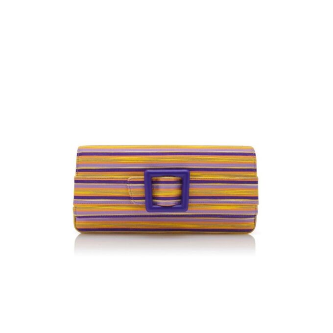 MAYGOT Lila och orange bomullsklädd clutch med spänne MAYGOT Lila och orange bomullsklädd clutch med spänne