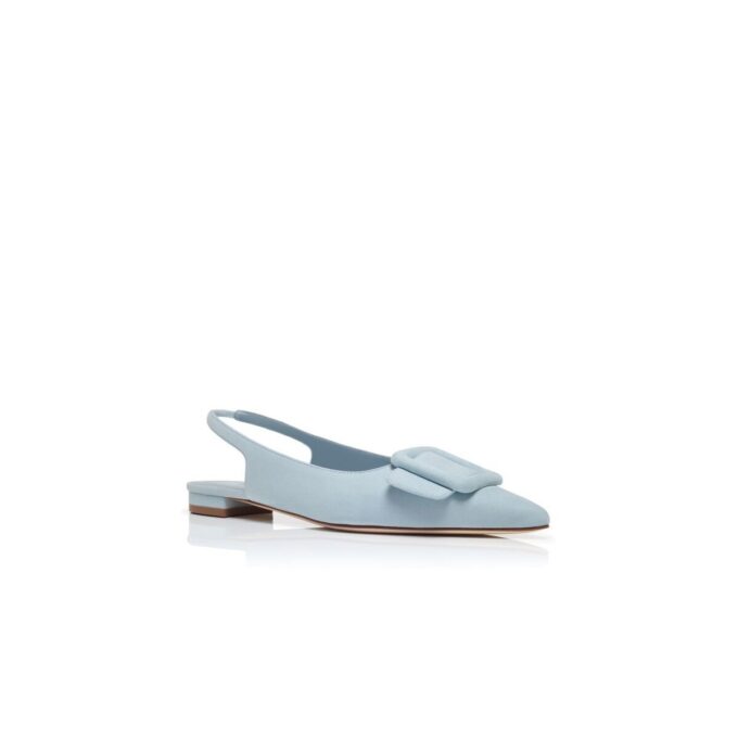 MAYLURA Ljusblå slingback-pumps i mocka med spänne
