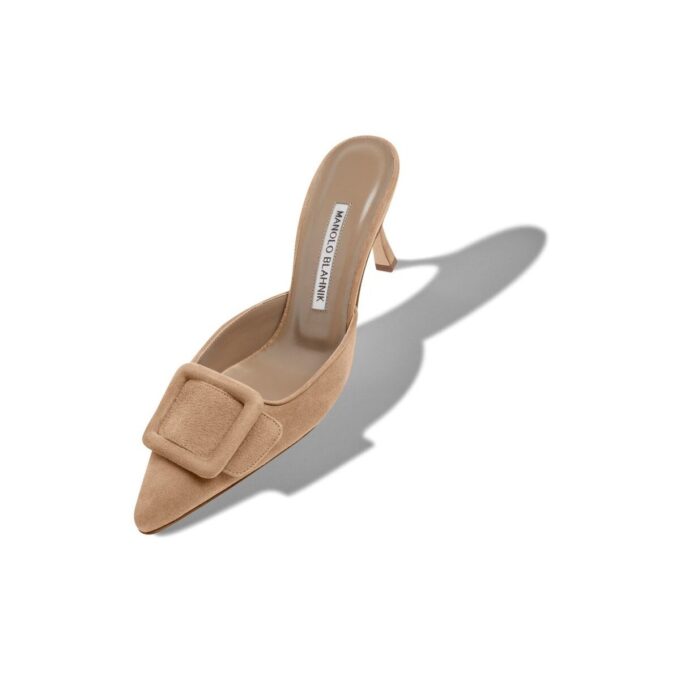 Maysale Beige mockamules med låg klack