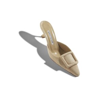 Maysale Beige mockamules med låg klack