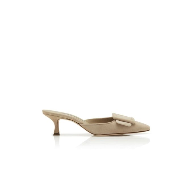 Maysale Beige mockamules med låg klack