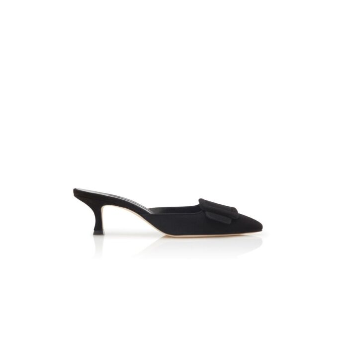 Maysale Mules i svart mocka med låg klack Maysale Mules i svart mocka med låg klack