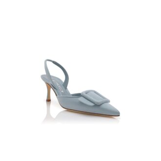 MAYSLI ljusblå slingback-Pumps i mocka med spänne