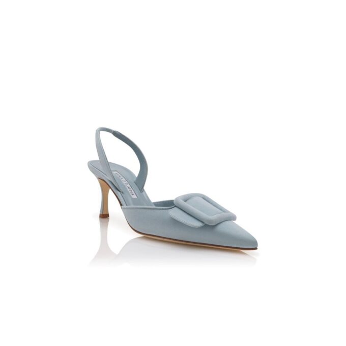 MAYSLI ljusblå slingback-Pumps i mocka med spänne