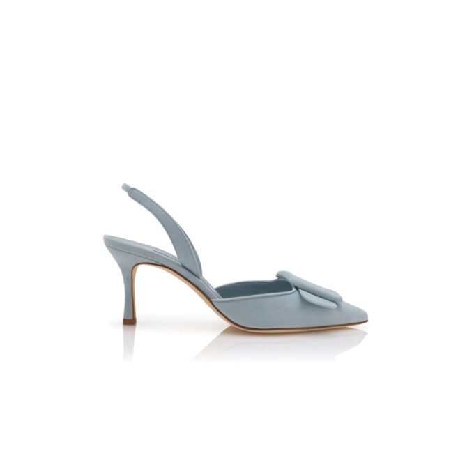 MAYSLI ljusblå slingback-Pumps i mocka med spänne
