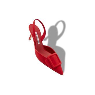 MAYSLI Röda slingback-pumps i mocka