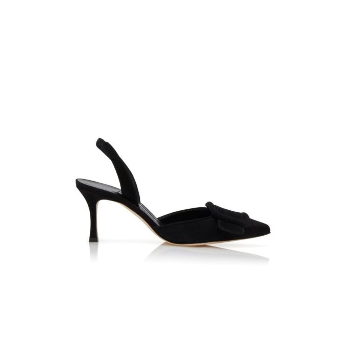 MAYSLI Svarta pumps i mocka med hälrem MAYSLI Svarta pumps i mocka med hälrem