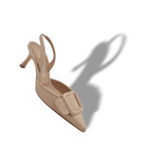MAYSLIBI Ljusbeige kalvskinnspumps med spänne och slingback