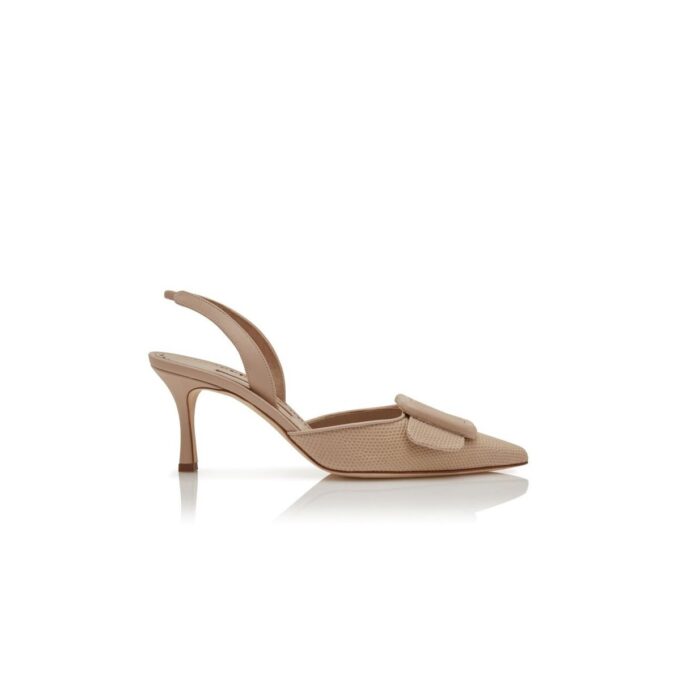 MAYSLIBI Ljusbeige kalvskinnspumps med spänne och slingback