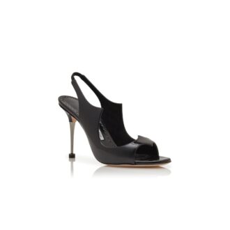 MINZA Svarta slingback-sandaler i lackläder