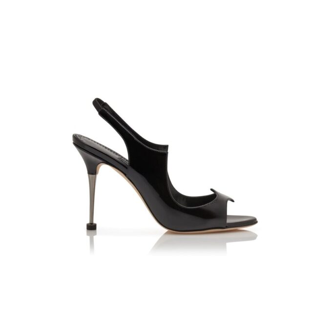 MINZA Svarta slingback-sandaler i lackläder MINZA Svarta slingback-sandaler i lackläder