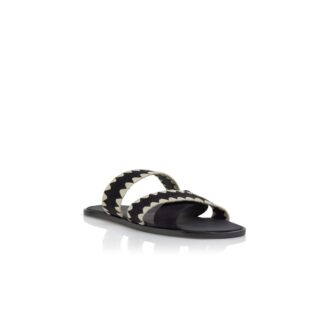 NELLO Svarta sandaler i mocka med blankstygn