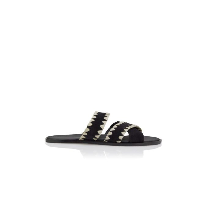 NELLO Svarta sandaler i mocka med blankstygn NELLO Svarta sandaler i mocka med blankstygn