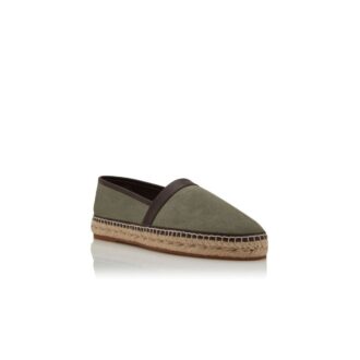 NERANO Mörkgröna espadriller i kalvskinnssuede