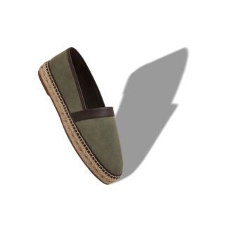 NERANO Mörkgröna espadriller i kalvskinnssuede