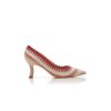OMBOHI Ljusbeige Pumps i mocka med stickade detaljer OMBOHI Ljusbeige Pumps i mocka med stickade detaljer