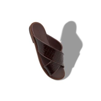 OTAWI mörkbruna sandaler i kalvskinn