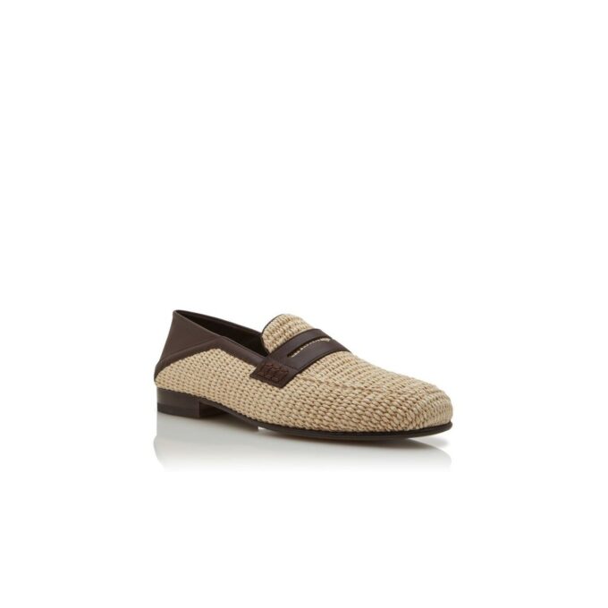 PADSTOW Ljusbeige raffia-pennyloafers PADSTOW Ljusbeige raffia-pennyloafers