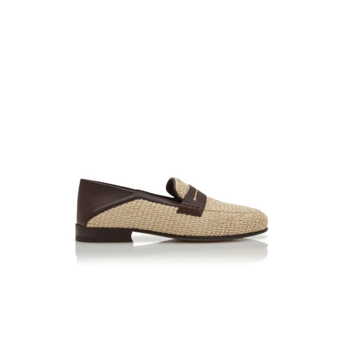 PADSTOW Ljusbeige raffia-pennyloafers PADSTOW Ljusbeige raffia-pennyloafers