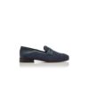 PADSTOW marinblå raffia-pennyloafers