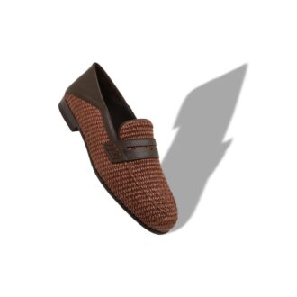 PADSTOW Mörkbruna Penny Loafers i raffia