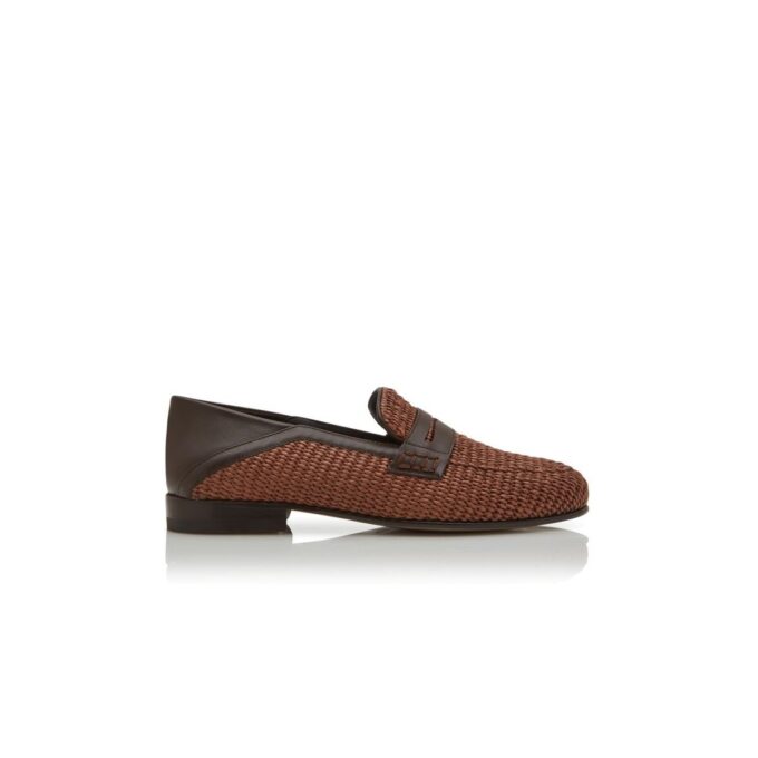PADSTOW Mörkbruna Penny Loafers i raffia PADSTOW Mörkbruna Penny Loafers i raffia