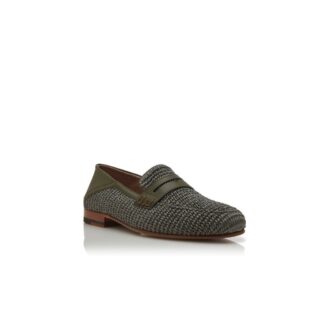PADSTOW Mörkgröna pennyloafers i raffia PADSTOW Mörkgröna pennyloafers i raffia