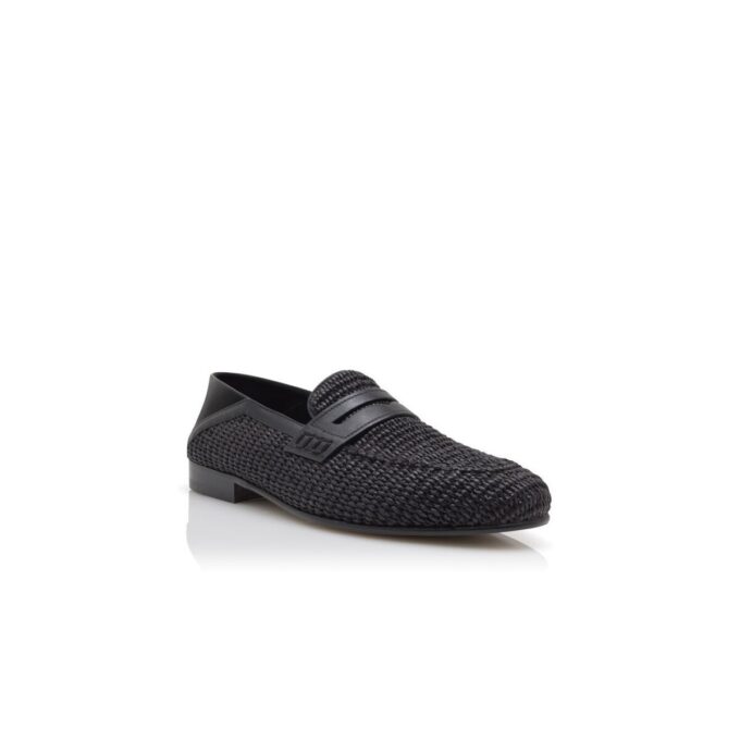 PADSTOW svarta raffia-pennyloafers