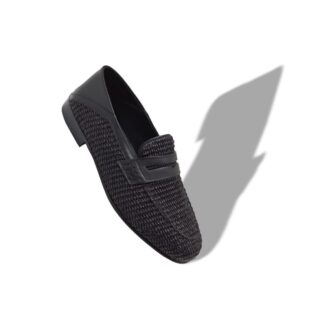 PADSTOW svarta raffia-pennyloafers