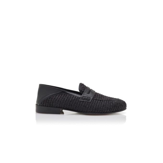 PADSTOW svarta raffia-pennyloafers