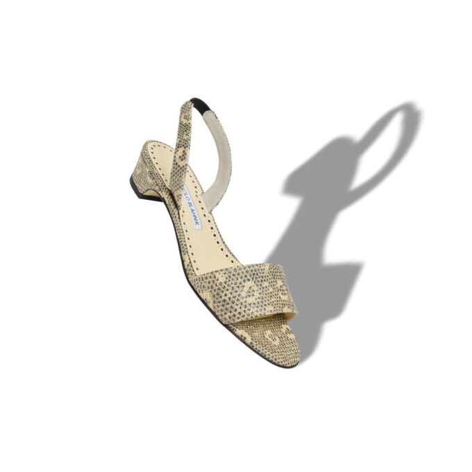 PATOBARNU Slingback-sandaler i kalvskinn med ödlemönster