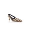 PELAS ljusbeige och bruna Pumps i linne med hälrem PELAS ljusbeige och bruna Pumps i linne med hälrem