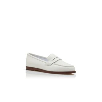 PERRITA Vita pennyloafers i kalvskinn