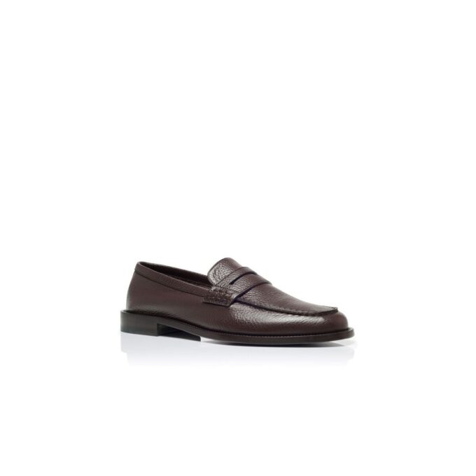 PERRY Mörkbruna pennyloafers i kalvskinn