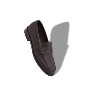 PERRY Mörkbruna pennyloafers i kalvskinn