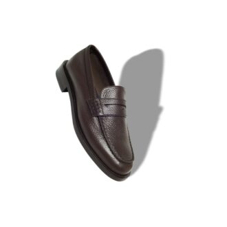 PERRY Mörkbruna pennyloafers i kalvskinn