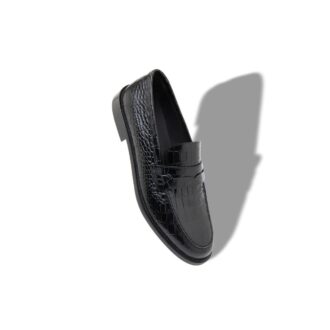 PERRY Svarta pennyloafers i kalvskinn