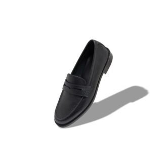 PERRY Svarta pennyloafers i kalvskinn