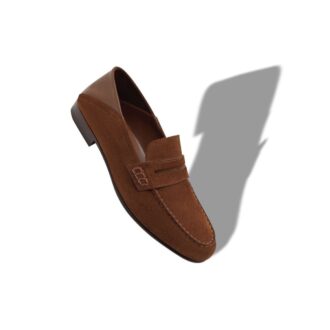 PLYMOUTH Penny Loafers i brunt mocka