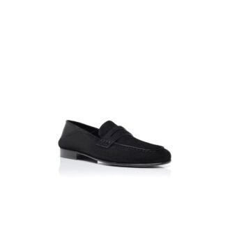 PLYMOUTH Penny Loafers i svart mocka