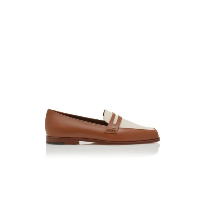 POLONOFF Loafers i brunt och krämfärgat kalvskinn POLONOFF Loafers i brunt och krämfärgat kalvskinn