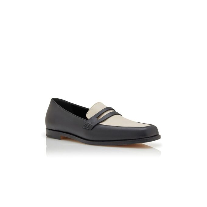 POLONOFF Loafers i svart och krämfärgat kalvskinn POLONOFF Loafers i svart och krämfärgat kalvskinn